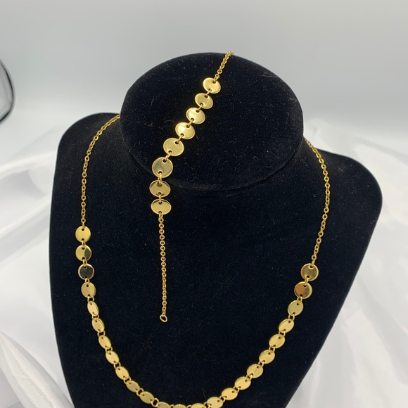 Disc Thick Necklace and Bracelet Set - Picture 4 of 8
